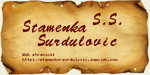 Stamenka Surdulović vizit kartica